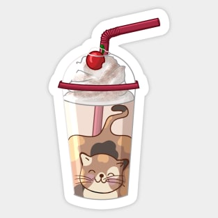 Adorable Cat Milkshake Sticker